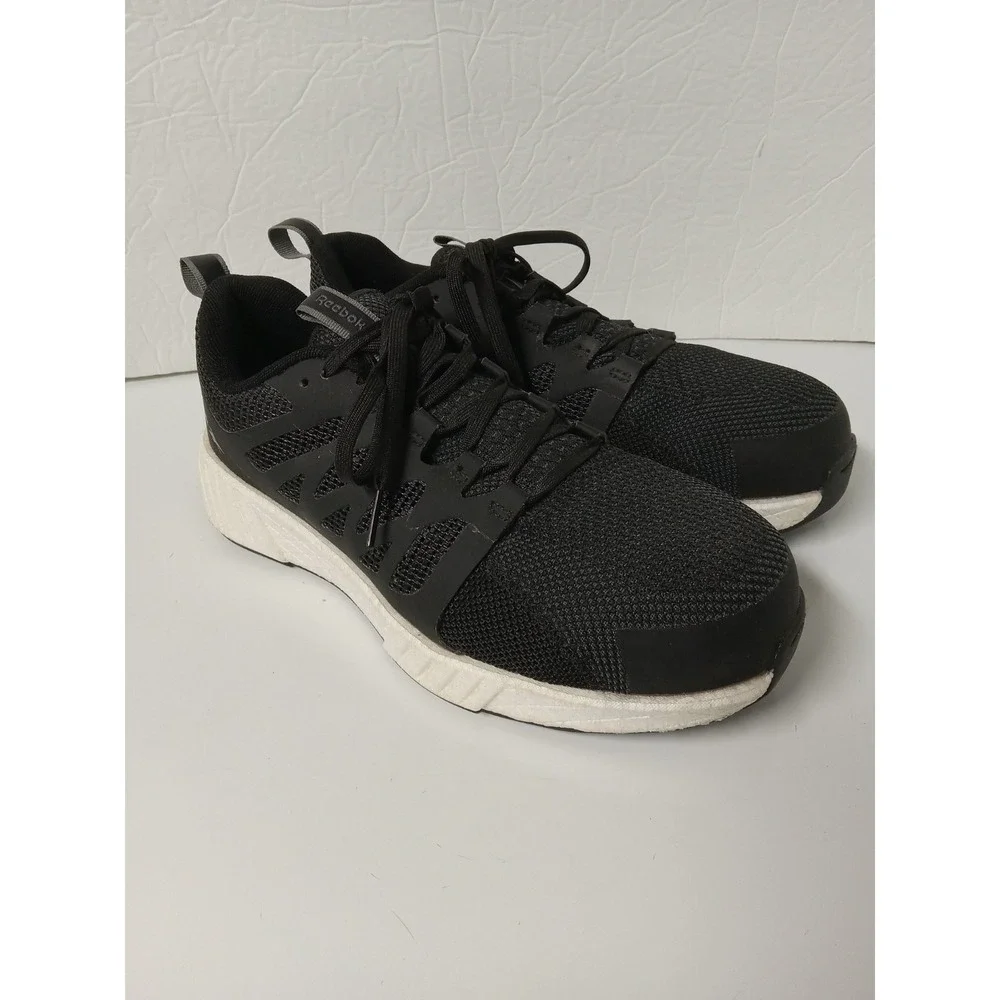 Reebok Men's Safety Toe Work Shoes Black White Mens 8 Women 10 ASTM F2413-18